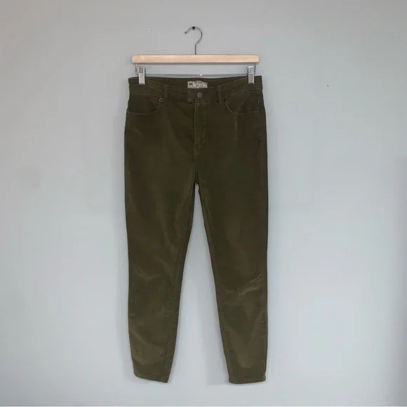 Free People Corduroy Pants Women’s Size 27 Olive Green Slim Straight‎ - Picture 2 of 10